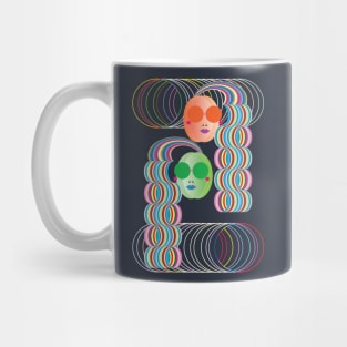 Curly twin girls with happy face Mug